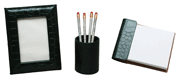 3 Piece Leather Croco Grain Desk Accessories Sets