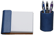 Periwinkle Pebble Lizard Leather Desk Set
